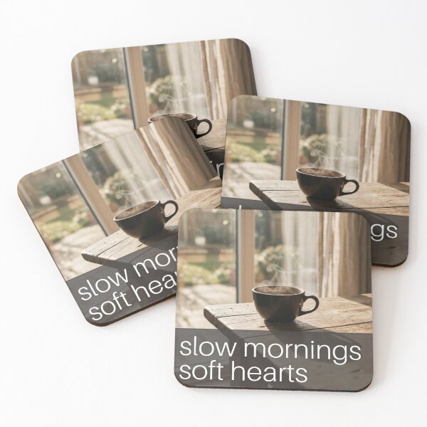 Item preview, Slow Mornings Soft Hearts – Cozy Spiritual AestheticTypography Design designed and sold by CosmicQuietStudio.