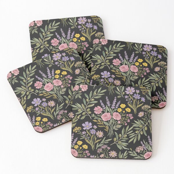 Item preview, Seamless botanical pattern featuring wildflowers and olive leaves in a loose hand-drawn gouache designed and sold by Siam Soul Studio.