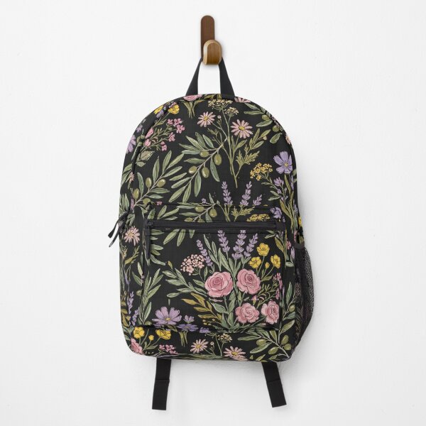 Item preview, Seamless botanical pattern featuring wildflowers and olive leaves in a loose hand-drawn gouache designed and sold by Siam Soul Studio.