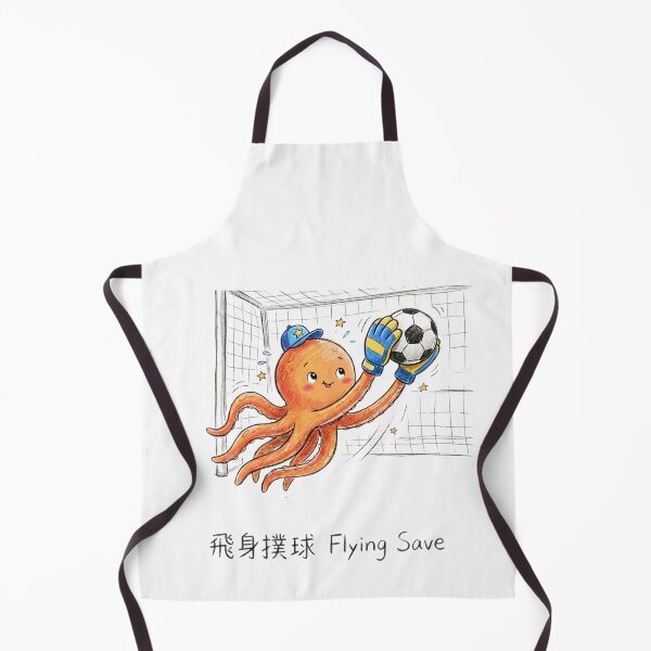 Item preview, Cute Octopus Goalkeeper Flying Save Soccer Illustration designed and sold by TaiwanMemory.