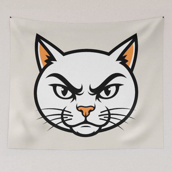 Item preview, Fierce White Cat Face Mascot designed and sold by AwesomeBeyondLimits.