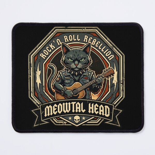 Item preview, Meowtal Head Heavy Metal Black Cat Vintage  designed and sold by Oommen Studio .