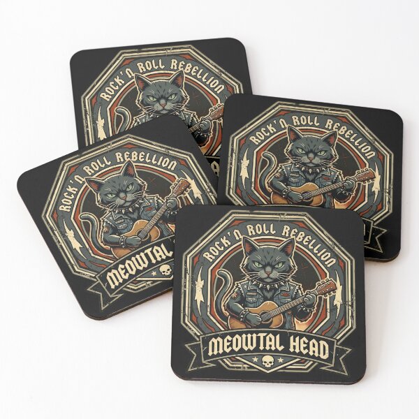 Item preview, Meowtal Head Heavy Metal Black Cat Vintage  designed and sold by Oommen Studio .