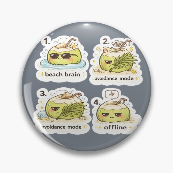 Item preview, Cute Coconut Mood Sticker Pack | Beach Brain, Avoidance Mode & Offline Tropical Meme Stickers designed and sold by Qingtian814.