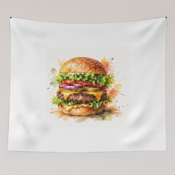 Item preview, Gourmet Watercolor Burger Art designed and sold by konkapo00.
