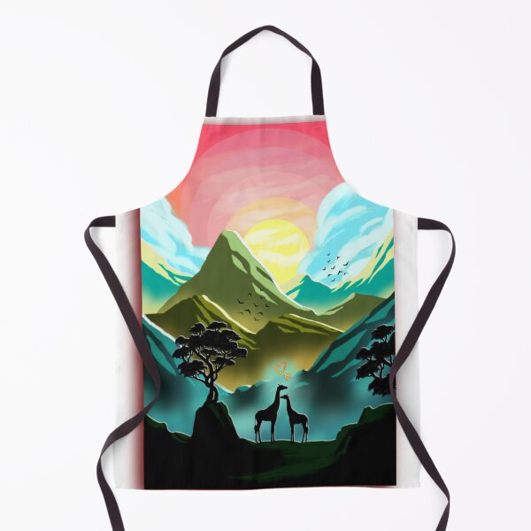 Item preview, Romantic Giraffes Sunset Mountain Landscape designed and sold by ExploreAura Studio.