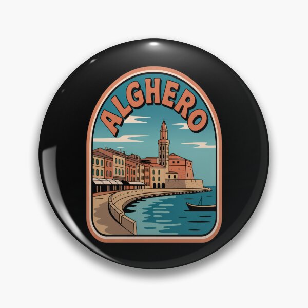 Item preview, Alghero Retro Sticker – Sardinia Italy Vintage Coastal Travel Art designed and sold by stickercuffs.