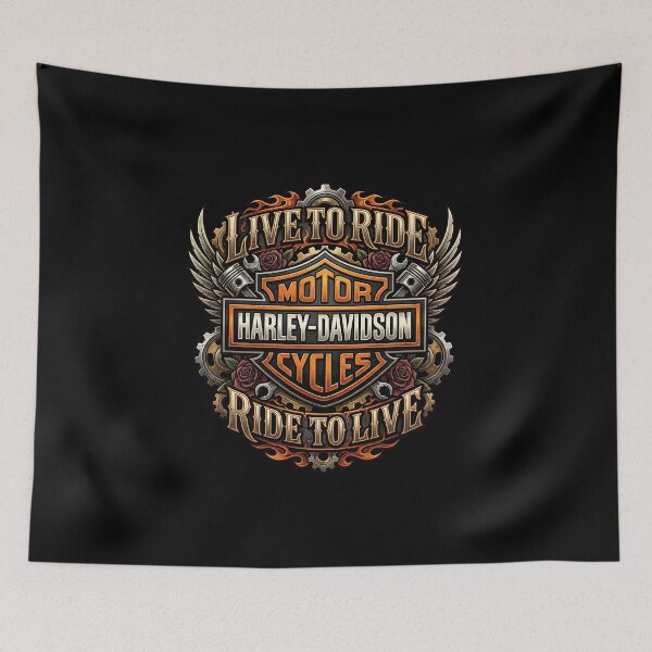 Item preview, Harley Davidson Live To Ride Ride To Live Retro American Motorcycle Design designed and sold by enzoade.