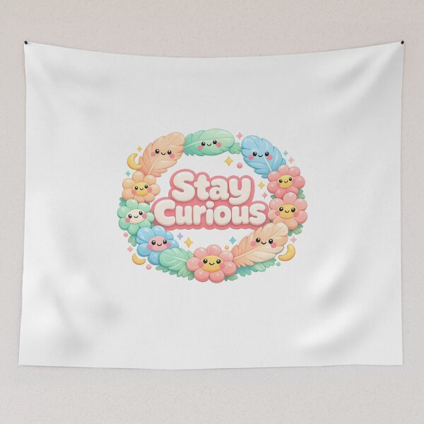 Item preview, Stay Curious Kawaii Floral Wreath | Pastel Soft Girl Positivity Aesthetic designed and sold by Dulxoz.