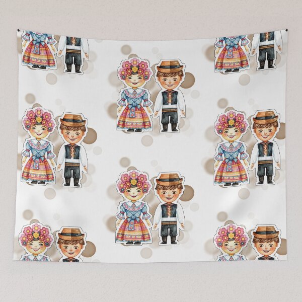 Item preview, Czech Couple in Traditional Folk Costumes Design designed and sold by iamKRUK.