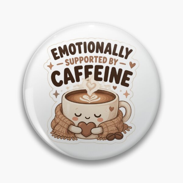 Item preview, Emotionally Supported by Caffeine Funny Coffee Sticker designed and sold by Sticker Sprout.