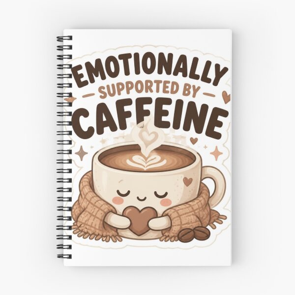 Item preview, Emotionally Supported by Caffeine Funny Coffee Sticker designed and sold by Sticker Sprout.
