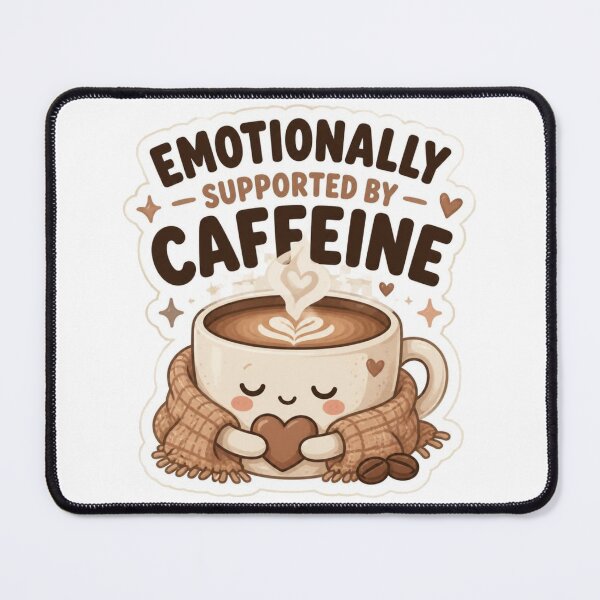 Item preview, Emotionally Supported by Caffeine Funny Coffee Sticker designed and sold by Sticker Sprout.