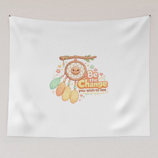 Item preview, Be The Change Kawaii Dreamcatcher | Pastel Boho Positivity For Soft Aesthetic designed and sold by Dulxoz.