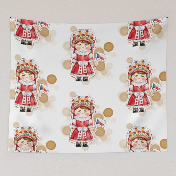 Item preview, Czech Girl in Traditional Costume Holding Czech Flag Design designed and sold by iamKRUK.