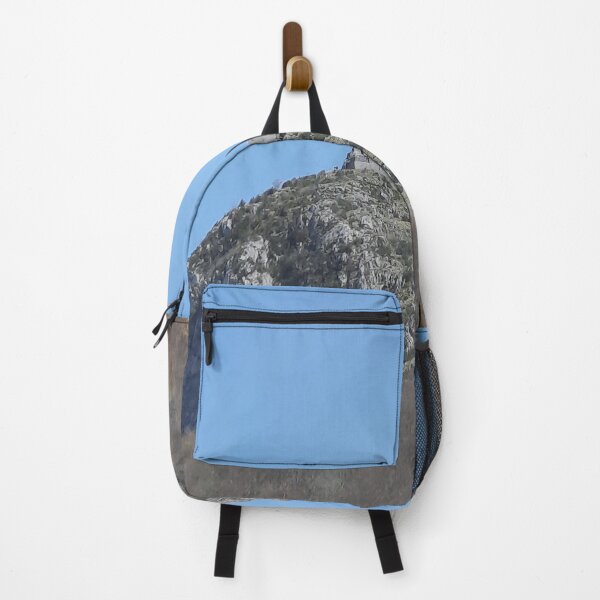 Item preview, The Cathar castle of Montségur perched on its rocky Pog under a blue sky designed and sold by Nenette11.