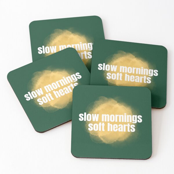 Item preview, Slow Mornings Soft Hearts – Gentle Cozy Aesthetic Typography Design designed and sold by CosmicQuietLab.