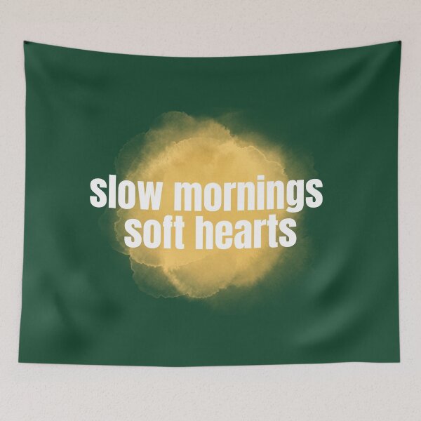 Item preview, Slow Mornings Soft Hearts – Gentle Cozy Aesthetic Typography Design designed and sold by CosmicQuietLab.