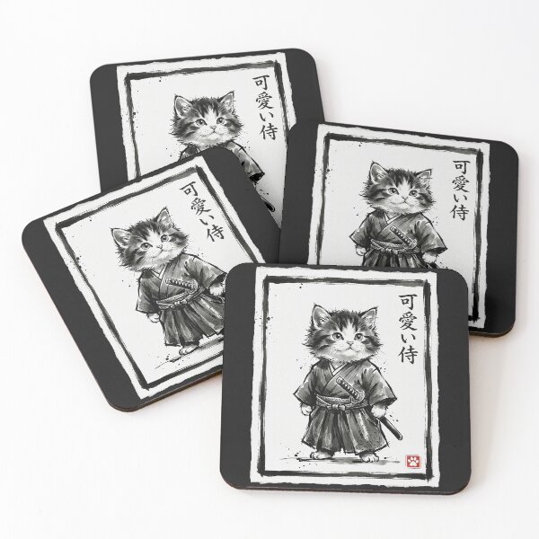 Item preview, Kawaii Samurai Kitten Japanese Ink Tokyo Japan Cat Mom Dad designed and sold by Littermin.
