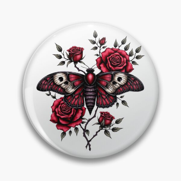 Item preview, Gothic Death Moth and Red Roses – Dark Floral Skull Moth Design designed and sold by NightSpell.