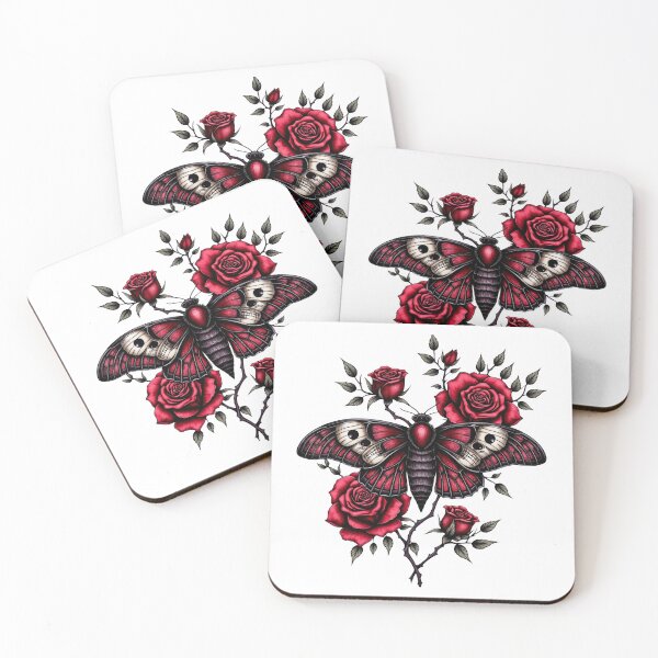 Item preview, Gothic Death Moth and Red Roses – Dark Floral Skull Moth Design designed and sold by NightSpell.