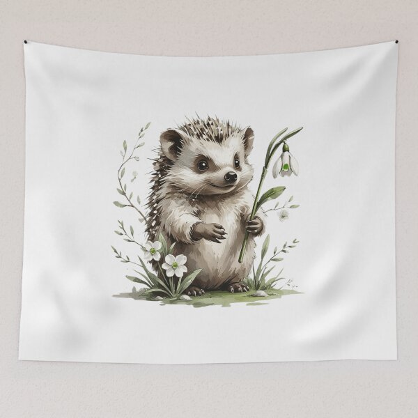 Item preview, Cute Woodland Hedgehog Snowdrop Illustration designed and sold by AQUILAKREO.