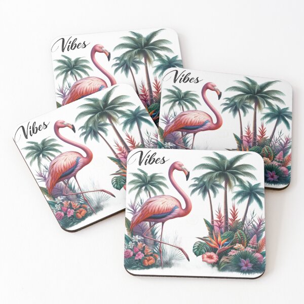 Item preview, Flamingo with Tropical Plants and Flowers designed and sold by Artdrop62.