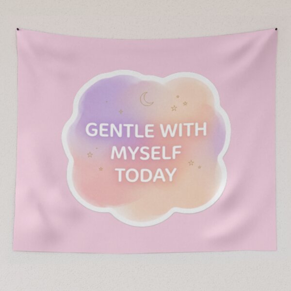 Item preview, Gentle With Myself Today – self love aesthetic Typography Design designed and sold by CosmicQuietLab.