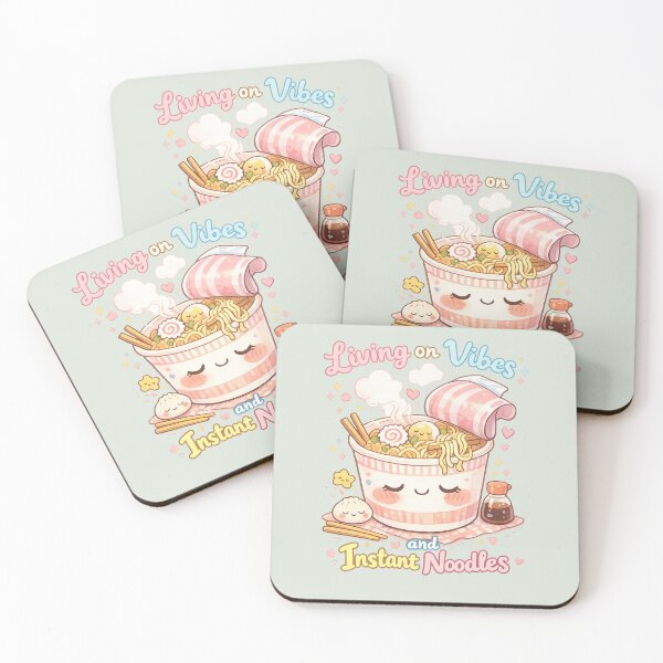 Item preview, Cute Kawaii Cup Noodles - Living on Vibes and Instant Noodles | Pastel Cozy Food Art designed and sold by PopCulturePixel.