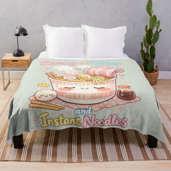 Item preview, Cute Kawaii Cup Noodles - Living on Vibes and Instant Noodles | Pastel Cozy Food Art designed and sold by PopCulturePixel.