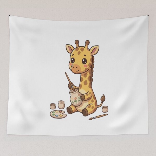 Item preview, Cute Giraffe Painting Pottery Art designed and sold by Ella_Sketch.