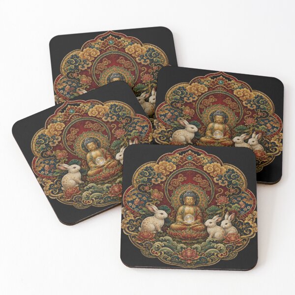 Item preview, Buddha with Rabbits – Mandala Lotus Spiritual Art | Tibetan Buddhist Zen Shirt designed and sold by Swiss Pam Studio.