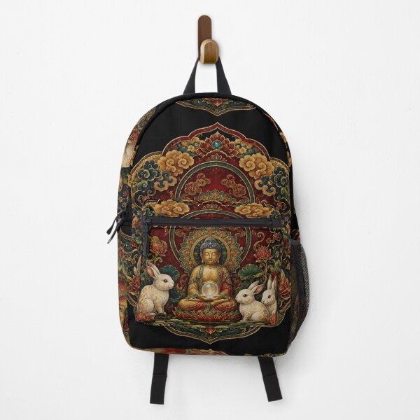 Item preview, Buddha with Rabbits – Mandala Lotus Spiritual Art | Tibetan Buddhist Zen Shirt designed and sold by Swiss Pam Studio.