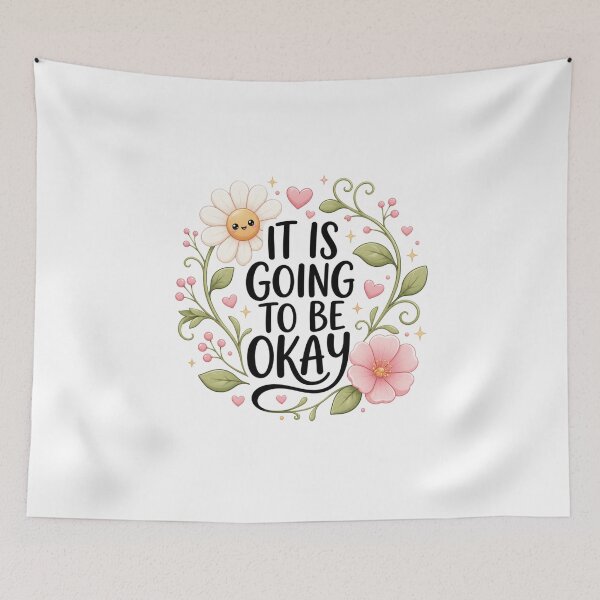 Item preview, It Is Going To Be Okay Kawaii Floral Wreath | Dark Botanical Positivity Aesthetic designed and sold by Dulxoz.