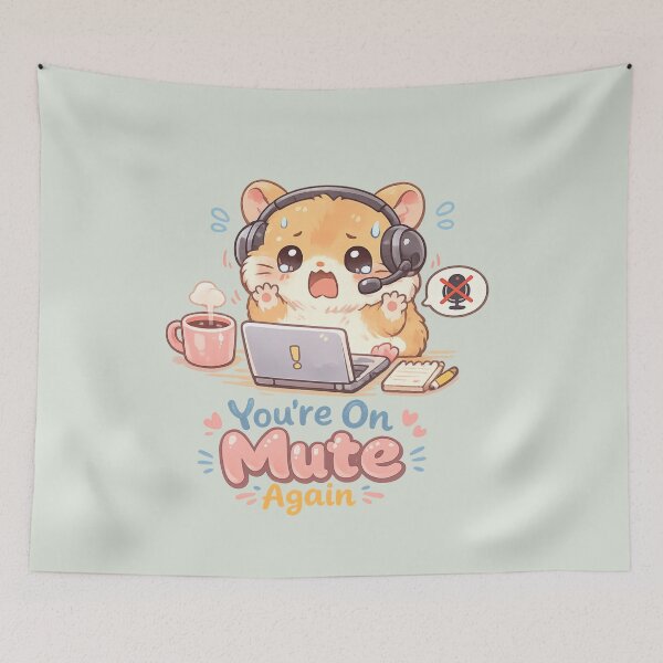 Item preview, Cute Kawaii Hamster "You're On Mute Again" | Funny Work From Home Meme designed and sold by PopCulturePixel.