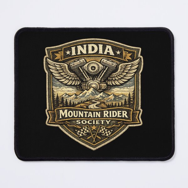 Item preview, India Mountain Rider Society Vintage Motorcycle Adventure T-Shirt | Retro Himalayan Biker Badge Design designed and sold by Globalcitytees.