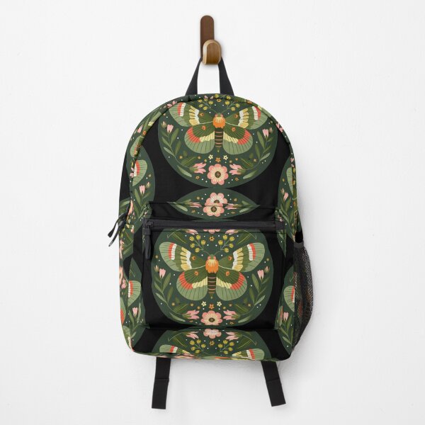 Item preview, Scandinavian Folk Art, Green Moth With Flowers designed and sold by xiao xuans.