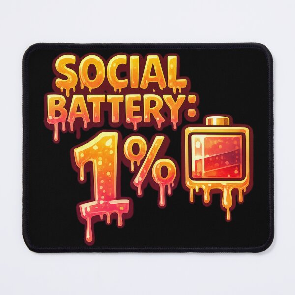 Item preview, Social Battery: 1% – Dripping Battery Typography Design designed and sold by Tadeusz1.