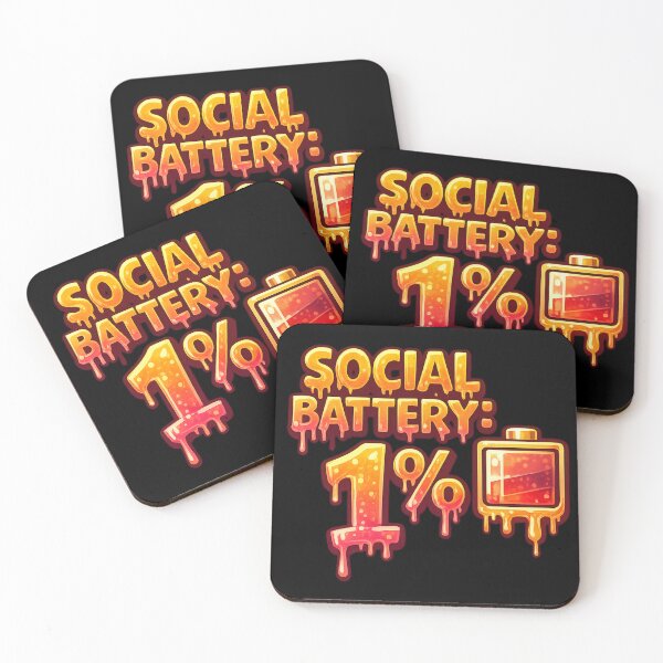 Item preview, Social Battery: 1% – Dripping Battery Typography Design designed and sold by Tadeusz1.