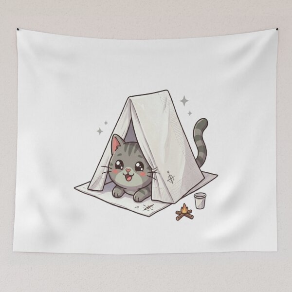 Item preview, Cute Cat Camping In Tent designed and sold by Ella_Sketch.
