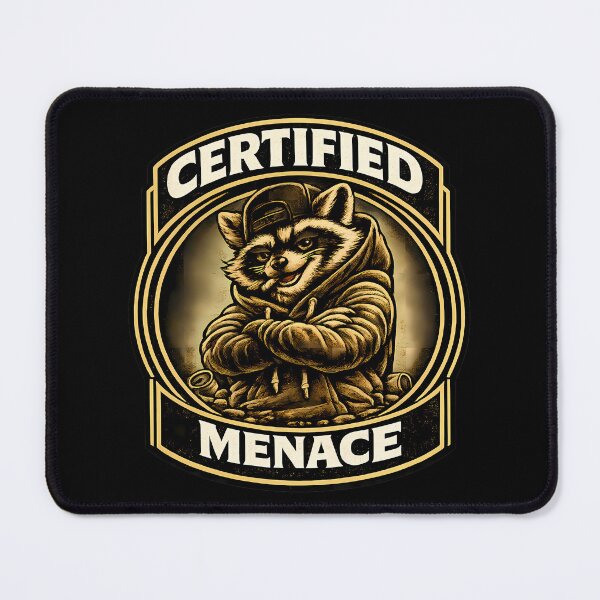 Item preview, Certified Menace Raccoon Vintage Patch Streetwear Graphic Premium Hoodie designed and sold by clockedoutwearshop.