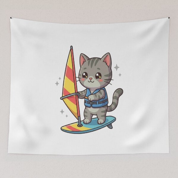 Item preview, Cute Cat Windsurfing Water Sport designed and sold by Ella_Sketch.