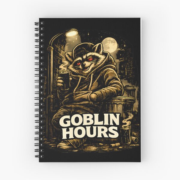 Item preview, Goblin Hours Raccoon Night Shift Vintage Streetwear Graphic T-Shirt designed and sold by clockedoutwearshop.