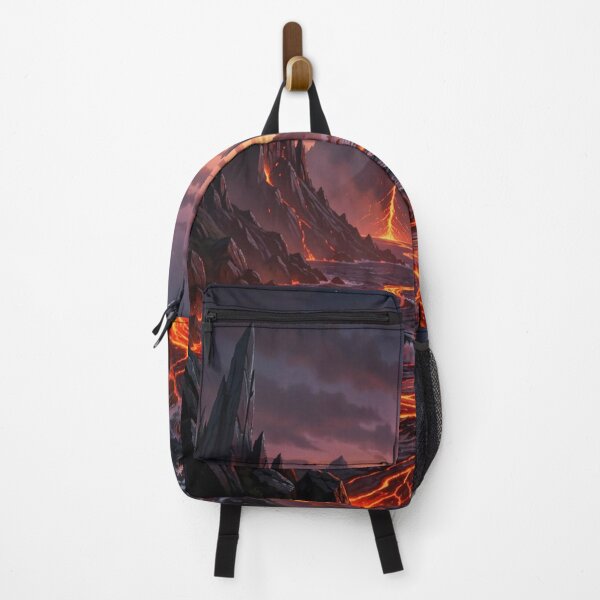 Item preview, Fiery volcanic landscape at night with glowing lava flows and dramatic sky atmosphere designed and sold by FotoworldEdel.