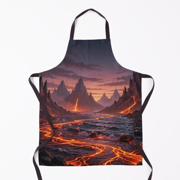 Item preview, Fiery volcanic landscape at night with glowing lava flows and dramatic sky atmosphere designed and sold by FotoworldEdel.