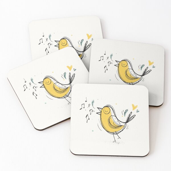 Item preview, Joyful Singing Yellow Bird Art Positive Vibes designed and sold by PixelQ.