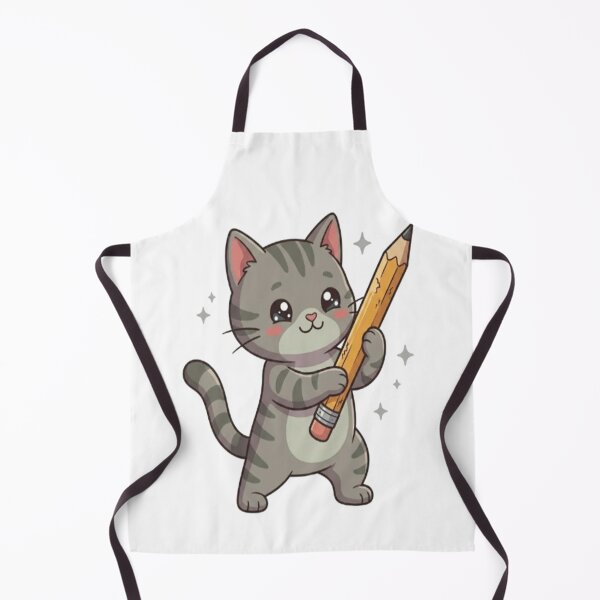 Item preview, Cute Grey Cat Holding Pencil designed and sold by Ella_Sketch.