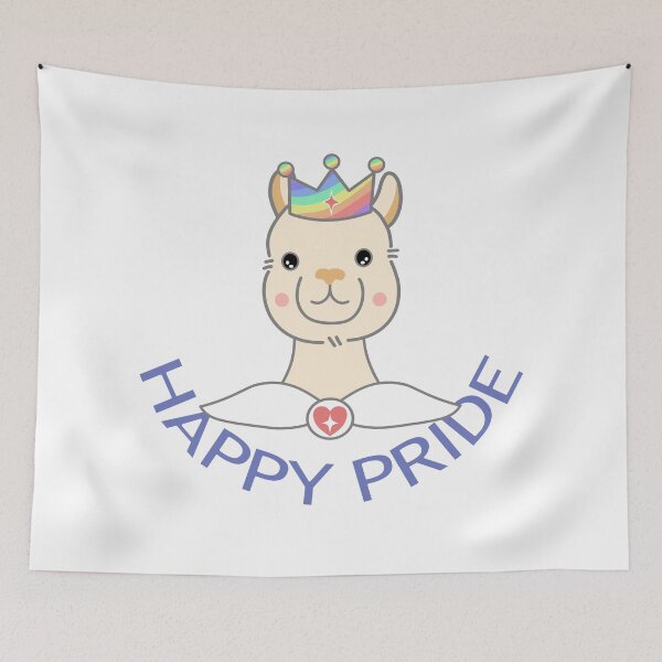 Item preview, Happy Pride Cute Alpaca with Rainbow Crown designed and sold by SulariTDsign.