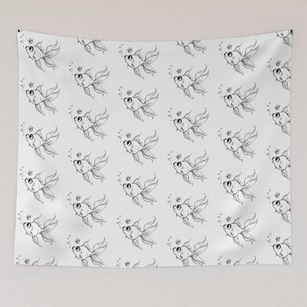 Item preview, Cute Goldfish with Crown Line Art designed and sold by PixelQ.