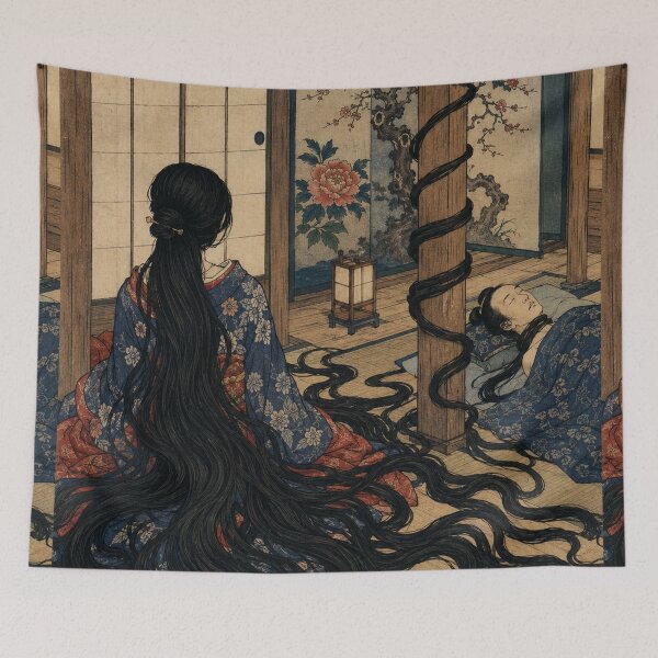 Item preview, Kurohairi's Loom - Vintage Japanese Horror Ukiyo-e Woodblock  designed and sold by bapupa.